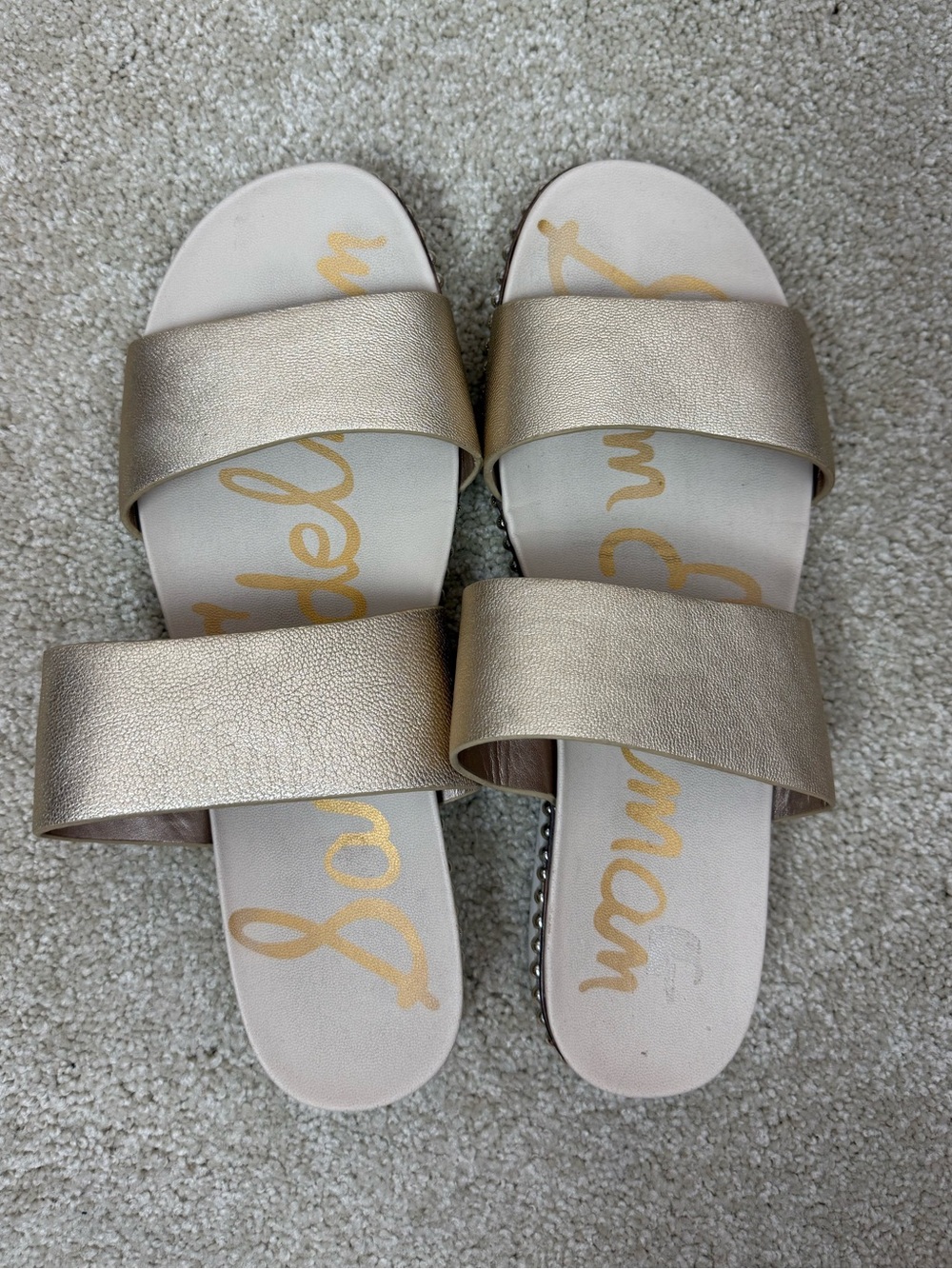 SAM EDELMAN | size 11 Metallic Gold slip on Sandals style Asha leather